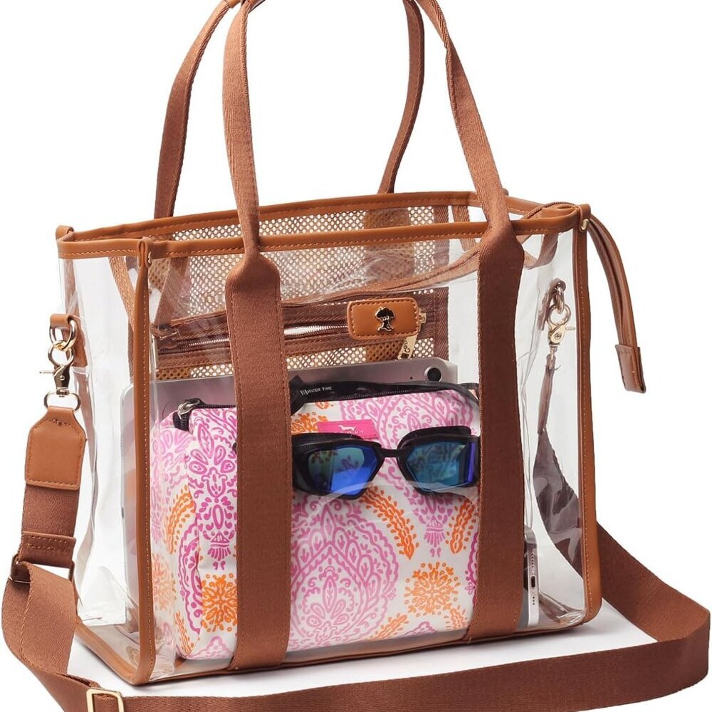 Large Clear Tote Bag Stadium Approved for Stadium Events Transparent Shoulder cr